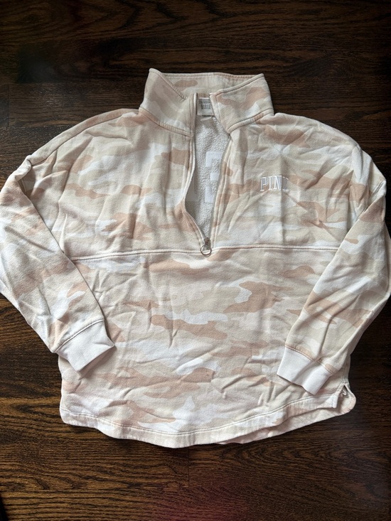 PINK Victoria's Secret Tops - Victoria’s Secret pink camo quarter zip sweatshirt xs